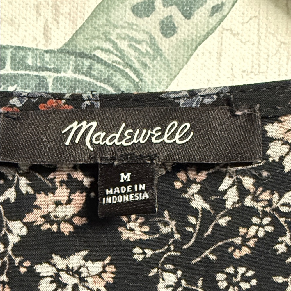 Madewell Black and Red Floral Midi Dress - Picture 2 of 8